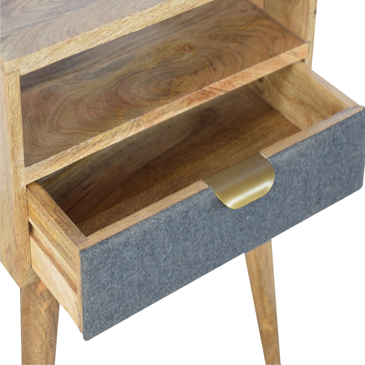 Grey Tweed Nightstand with Open Slot - Image 7