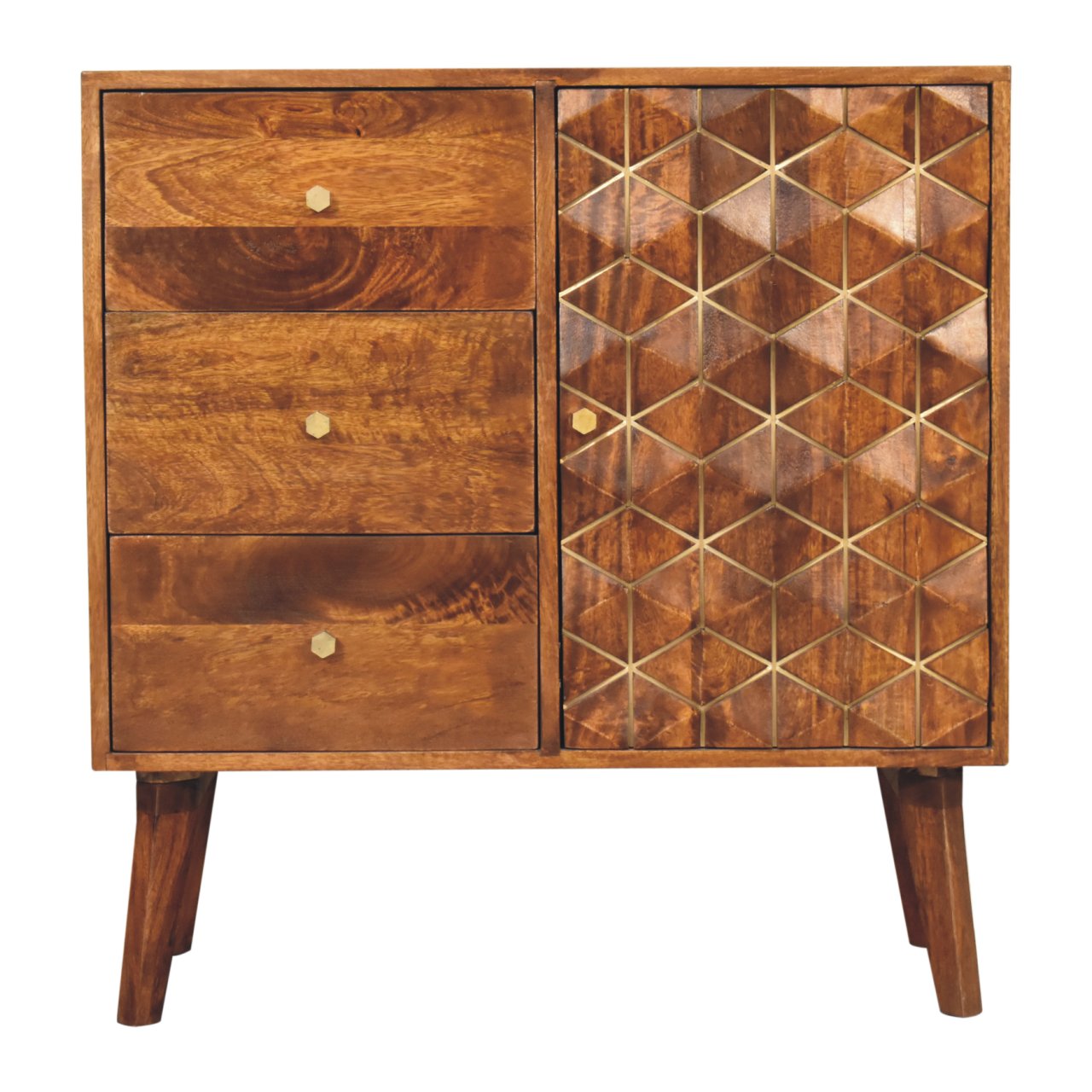 Chestnut Cubed Brass Inlay Cabinet - Image 2