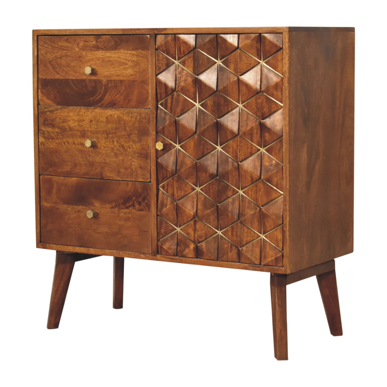 Chestnut Cubed Brass Inlay Cabinet - Image 3