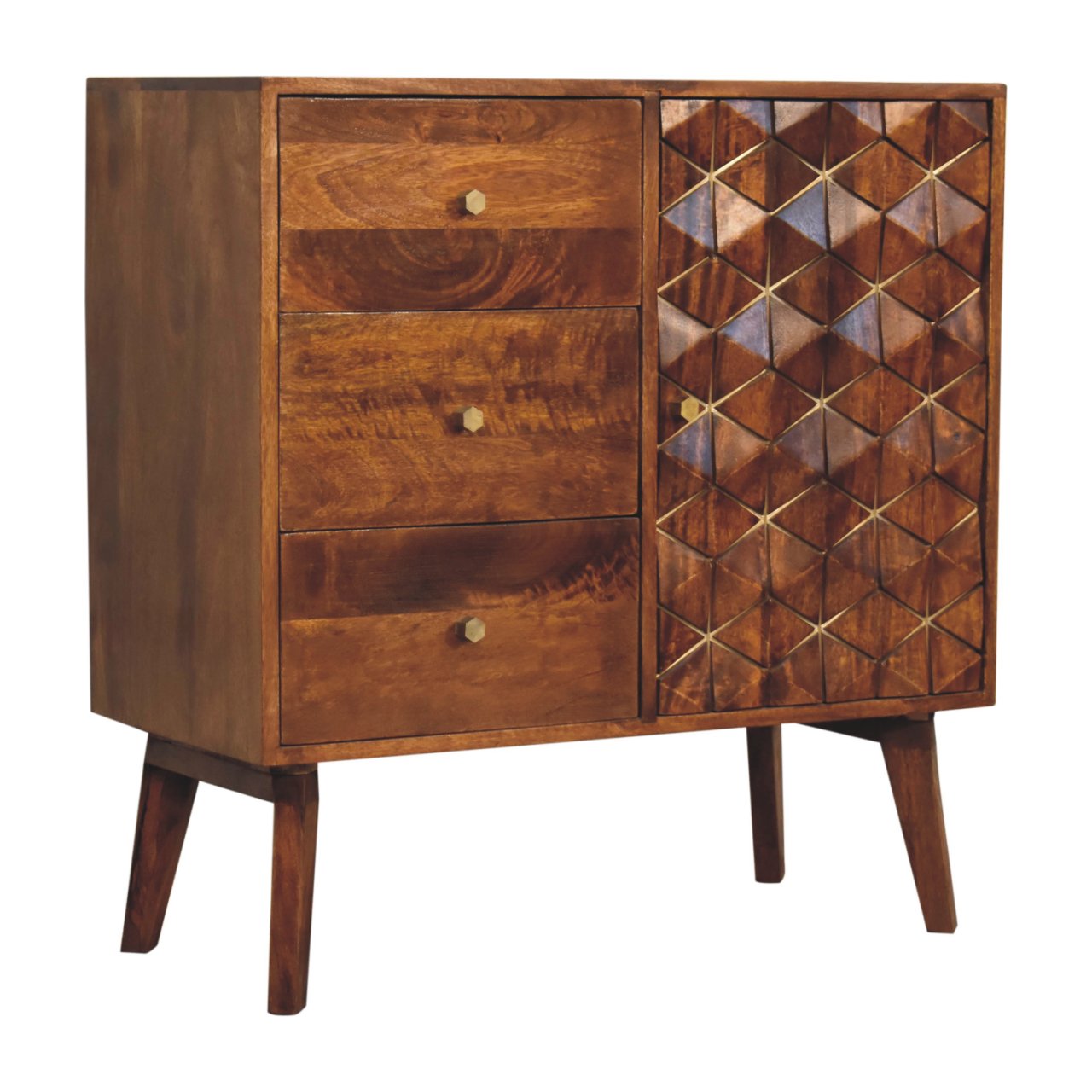 Chestnut Cubed Brass Inlay Cabinet - Image 4