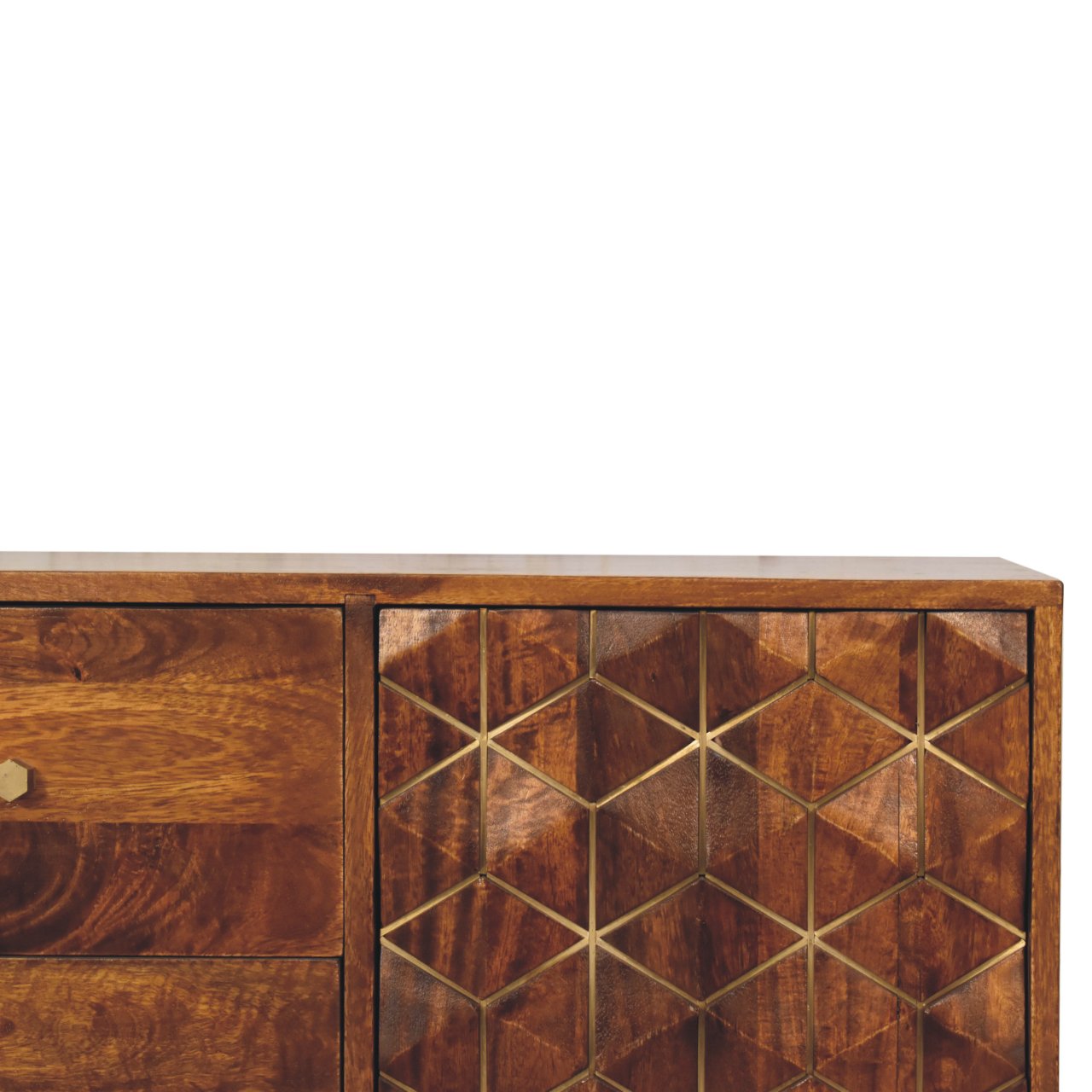 Chestnut Cubed Brass Inlay Cabinet - Image 5