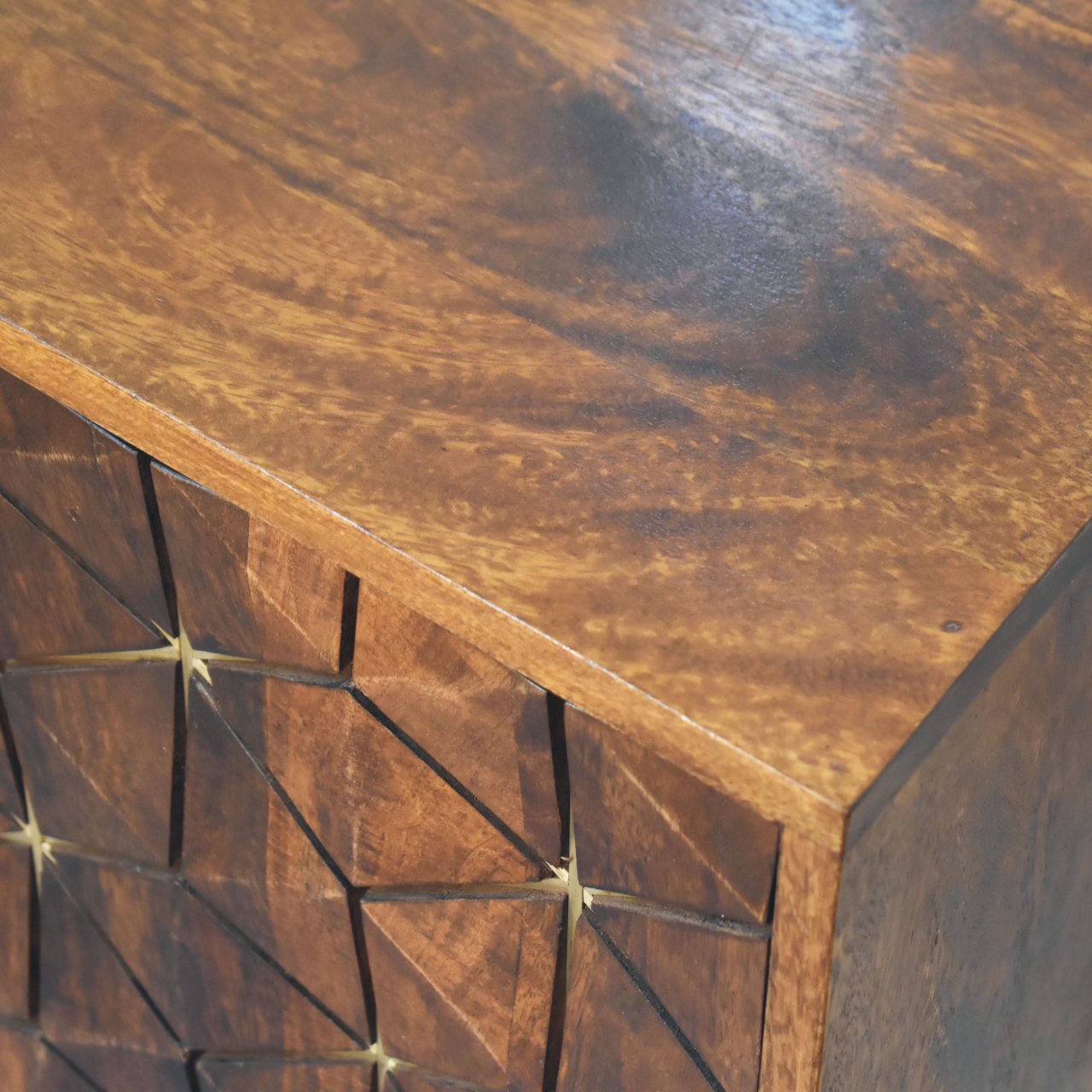 Chestnut Cubed Brass Inlay Cabinet - Image 6