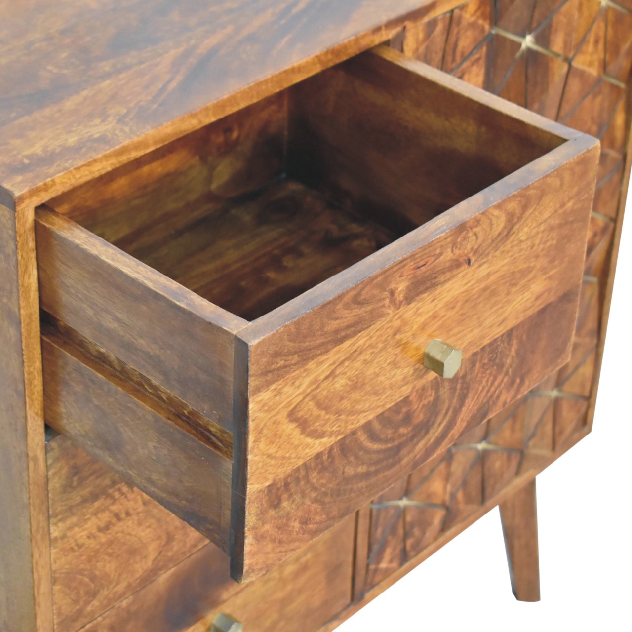 Chestnut Cubed Brass Inlay Cabinet - Image 7