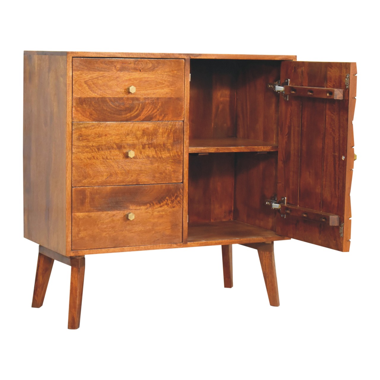 Chestnut Cubed Brass Inlay Cabinet - Image 8