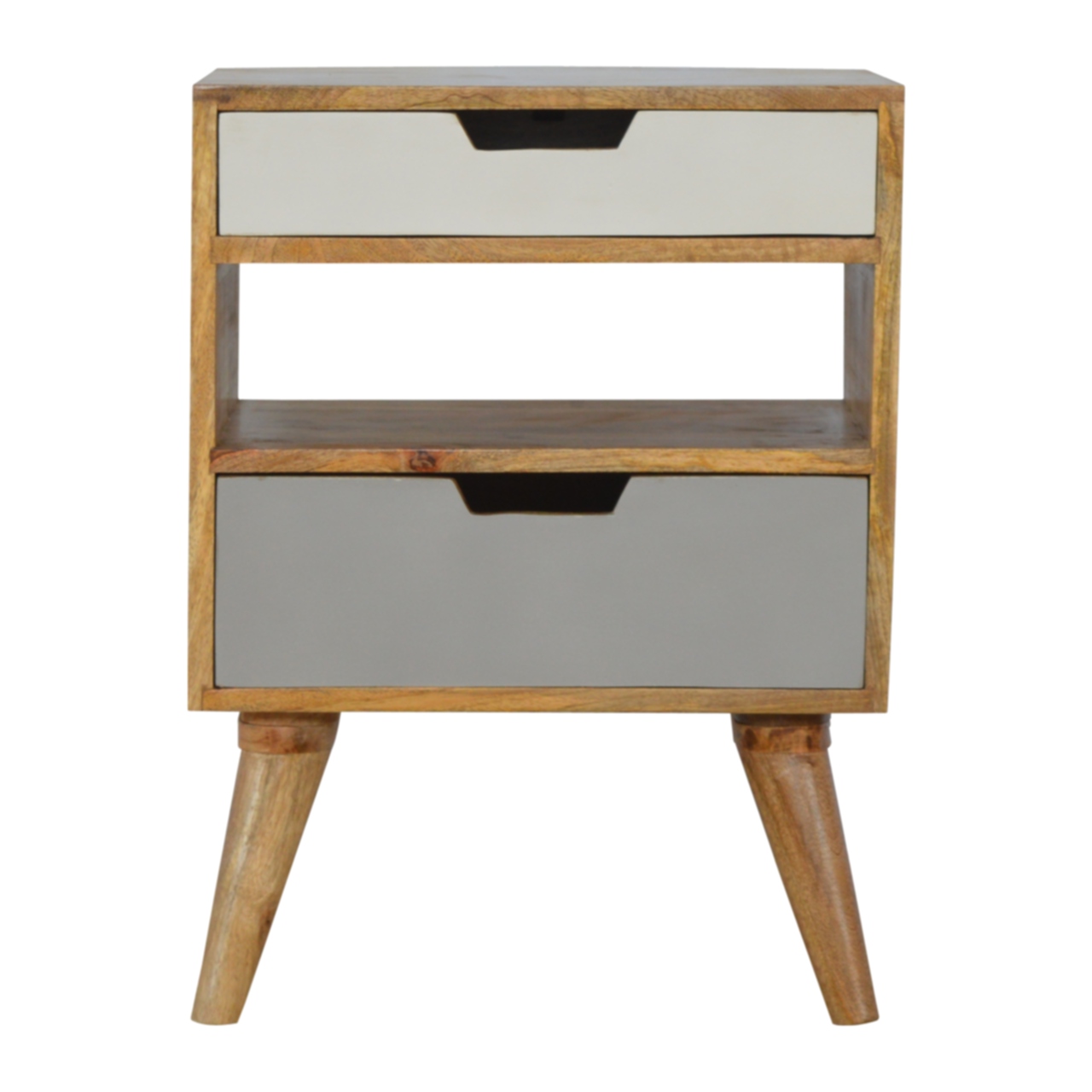 Grey and White Cut-out Nightstand - Image 2