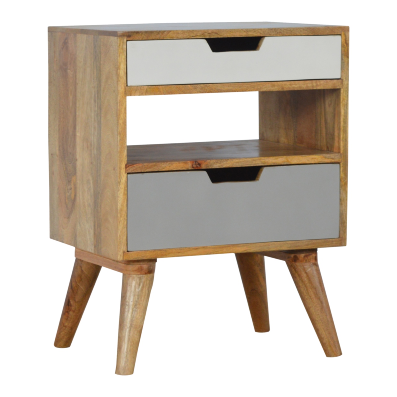 Grey and White Cut-out Nightstand - Image 3