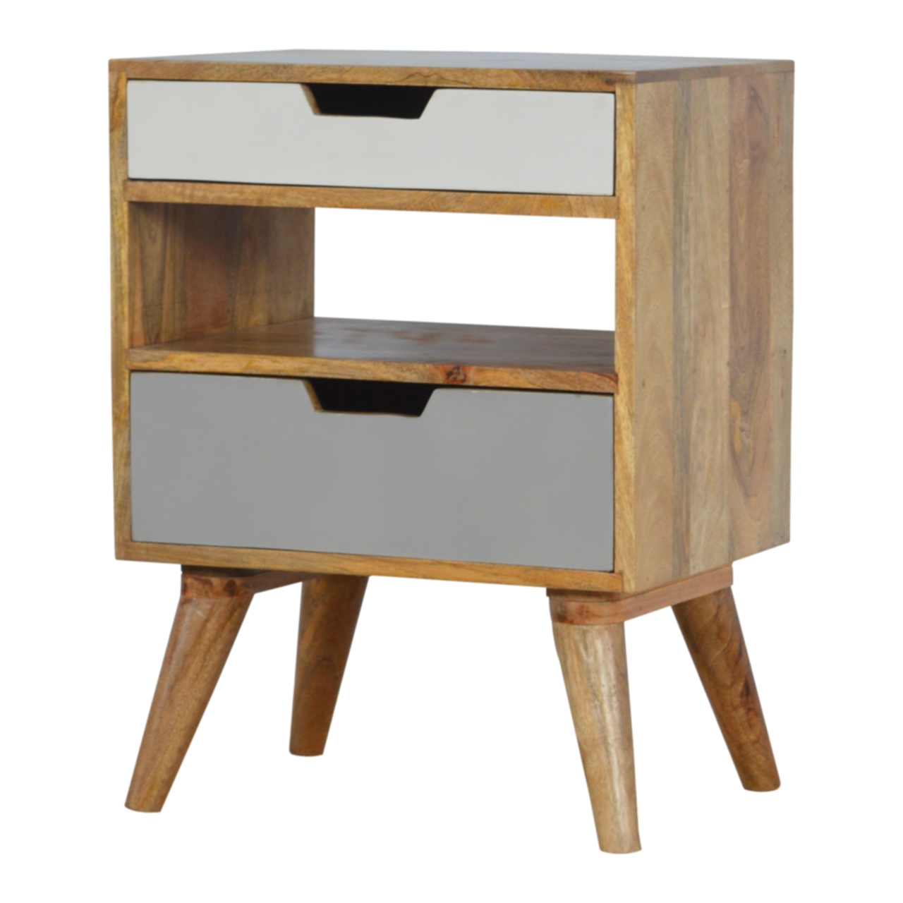 Grey and White Cut-out Nightstand - Image 4