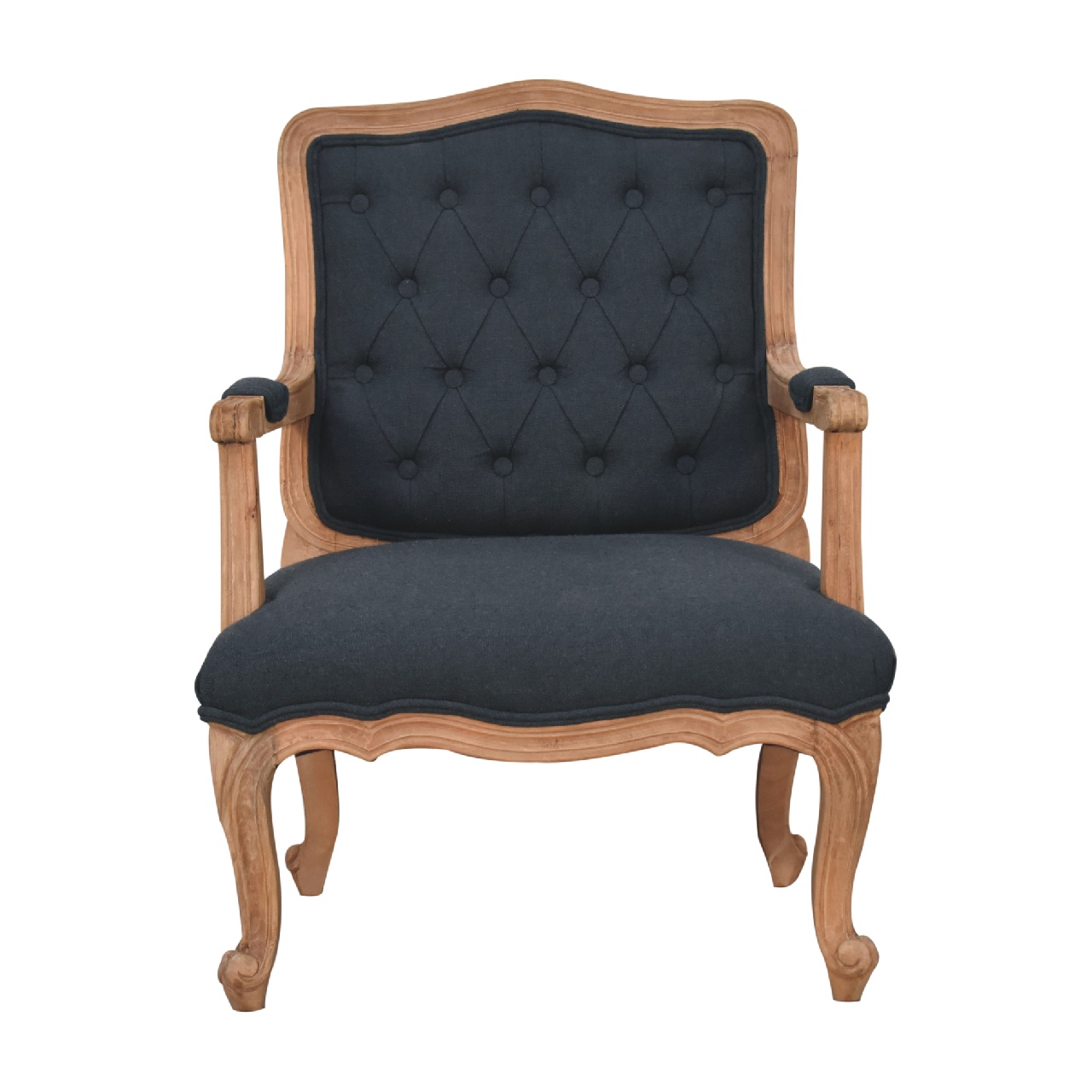 Navy Blue Linen French Style Chair - Image 2