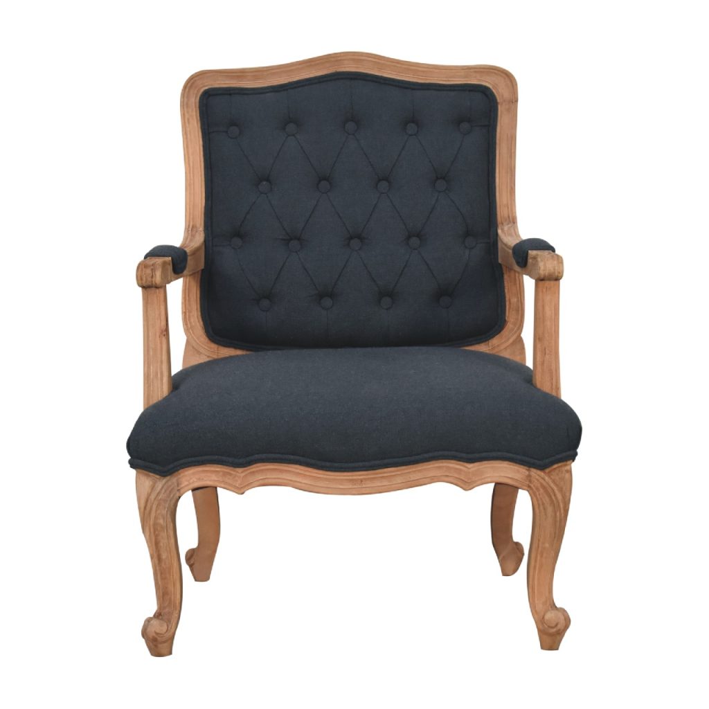 Canada Navy Blue Linen French Style Chair Suppliers