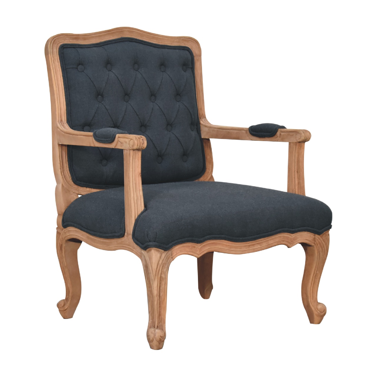 Navy Blue Linen French Style Chair - Image 3
