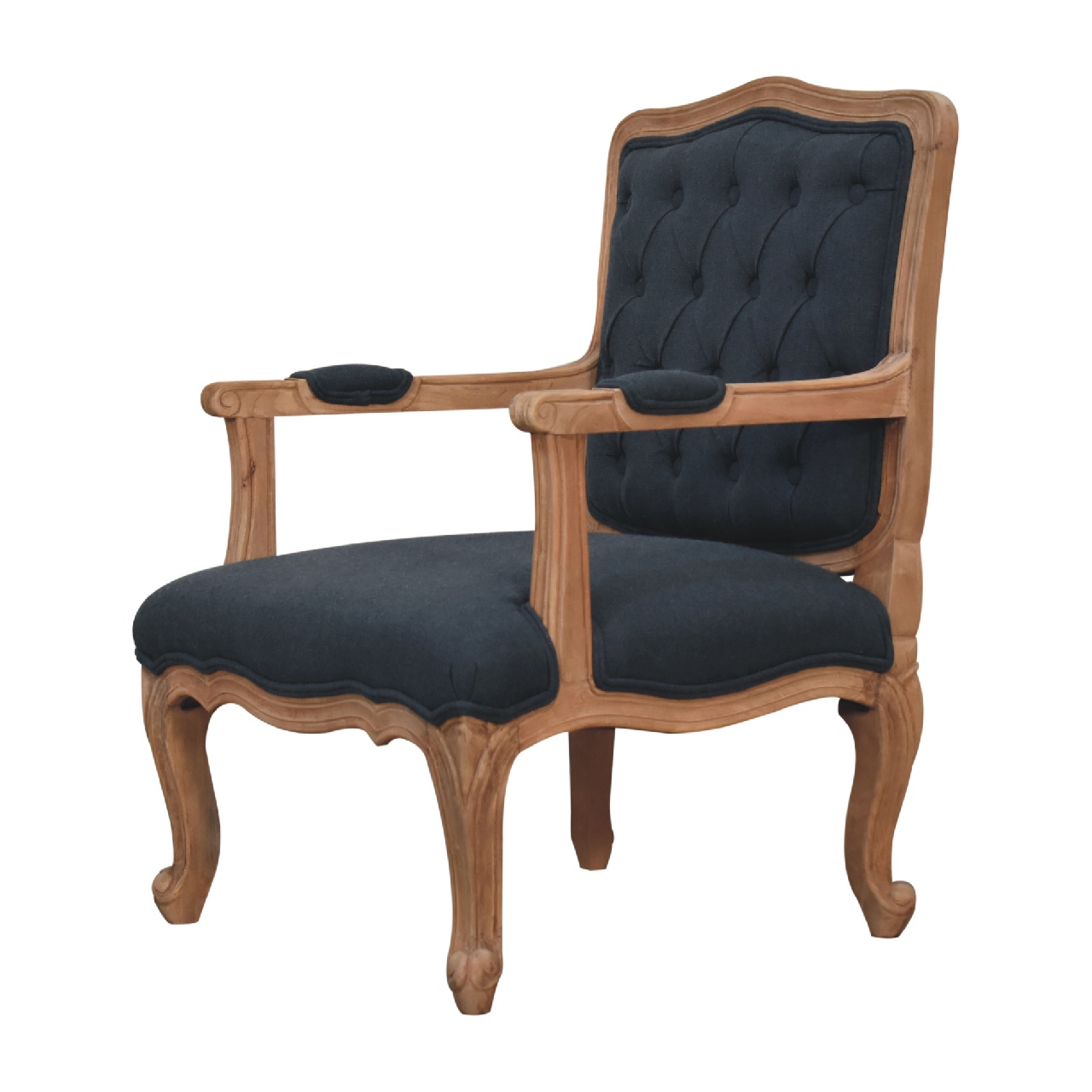 Navy Blue Linen French Style Chair - Image 4