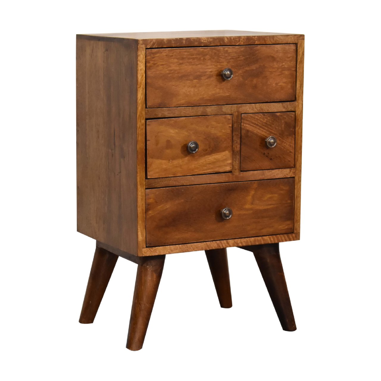 4 Drawer Multi Chestnut Nightstand - Image 4