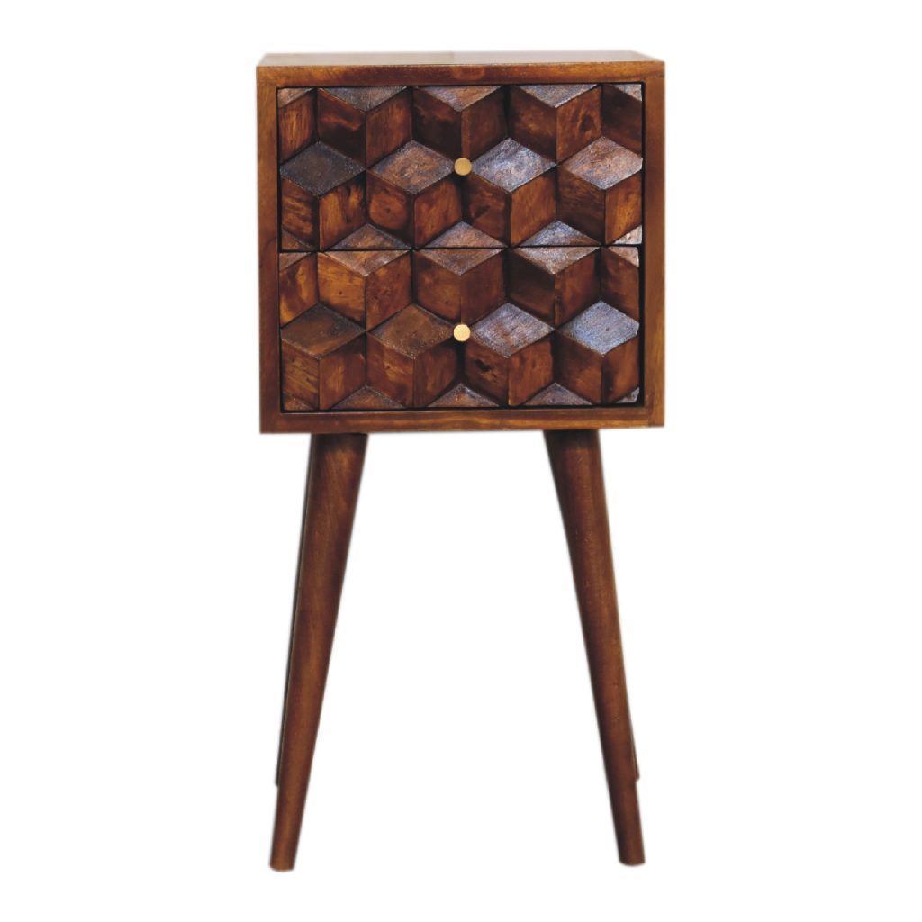 Canada Mini Chestnut Cube 2 Drawer Nightstand Suppliers