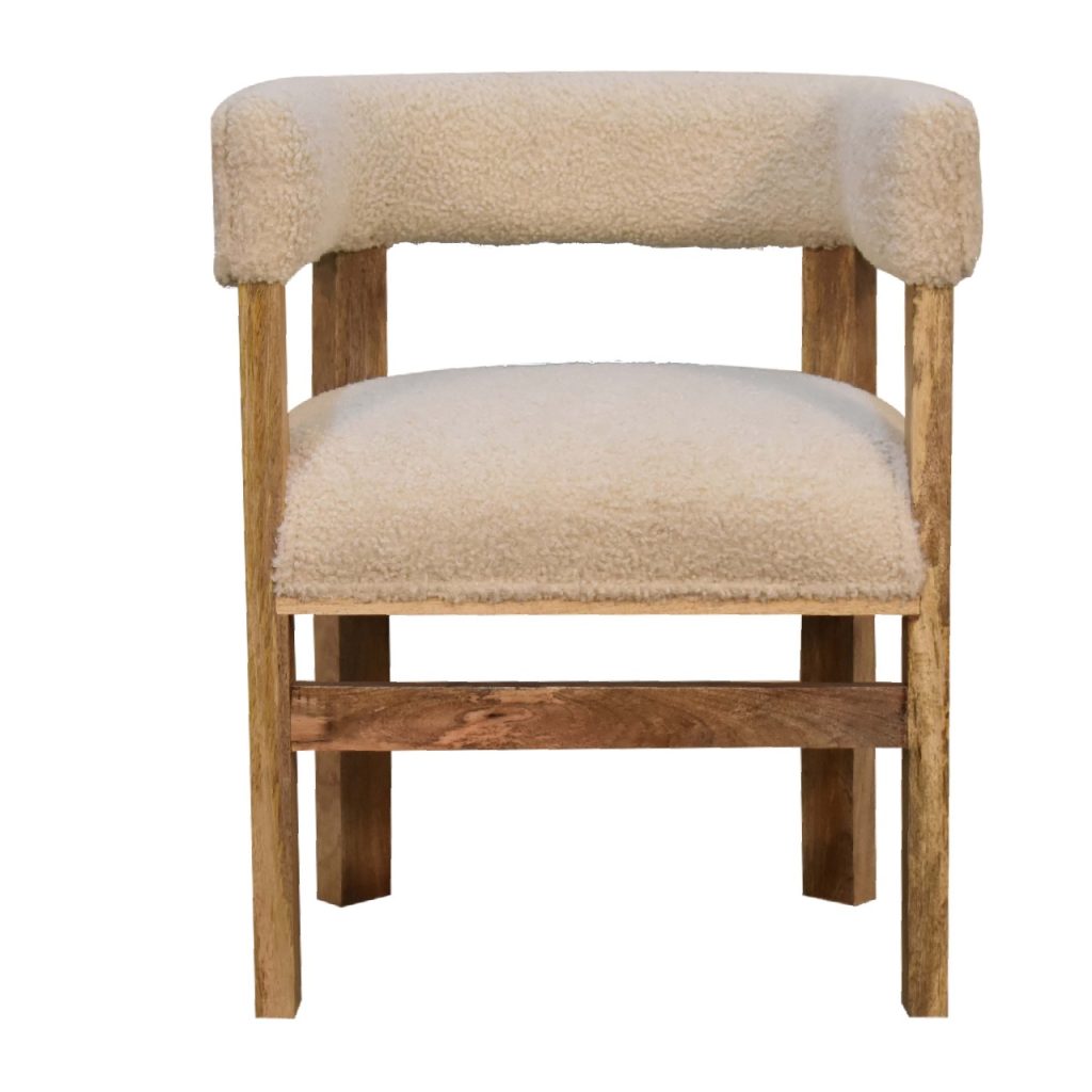 Canada Cream Boucle Solid Wood Chair Suppliers