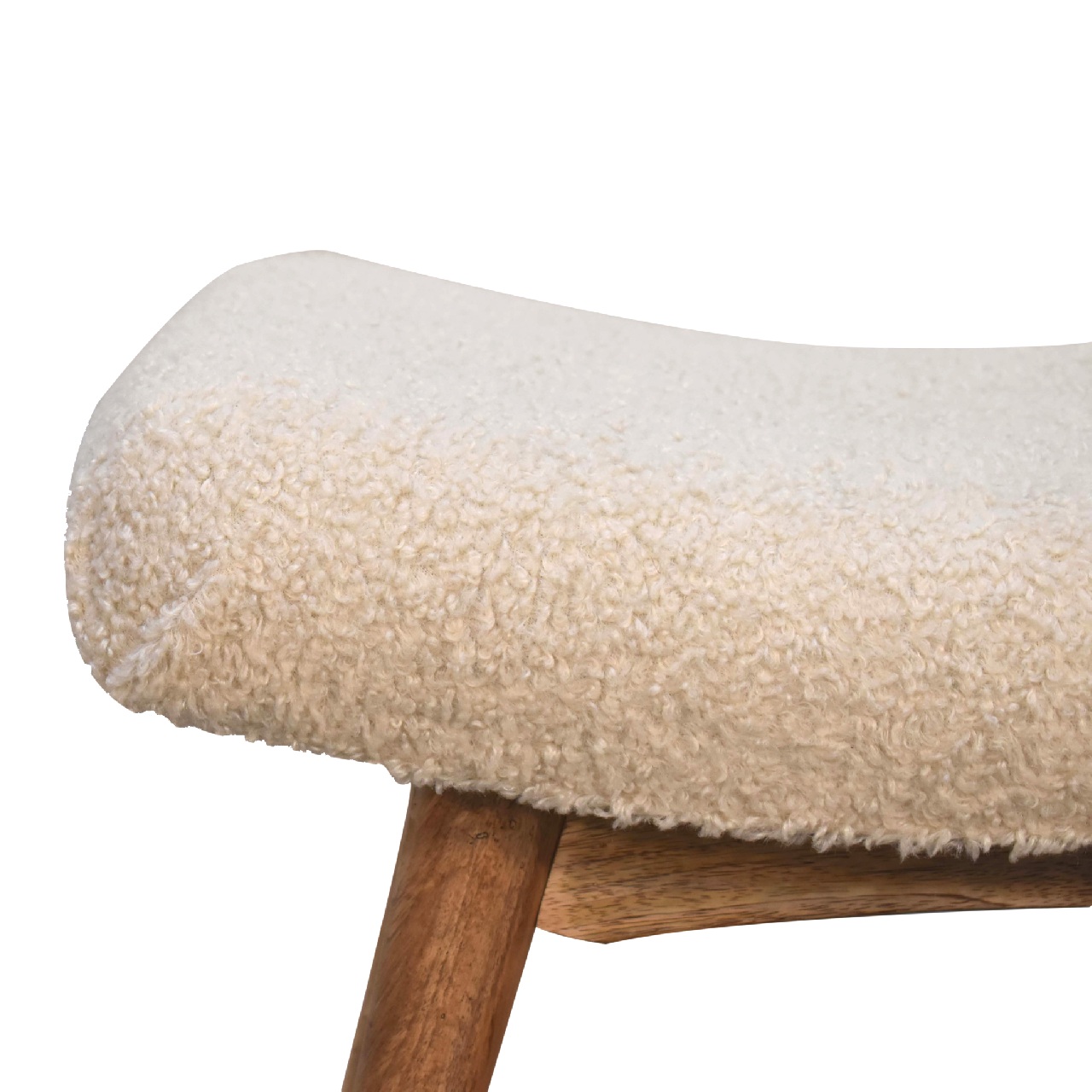 Boucle Cream Curved Bench - Image 5