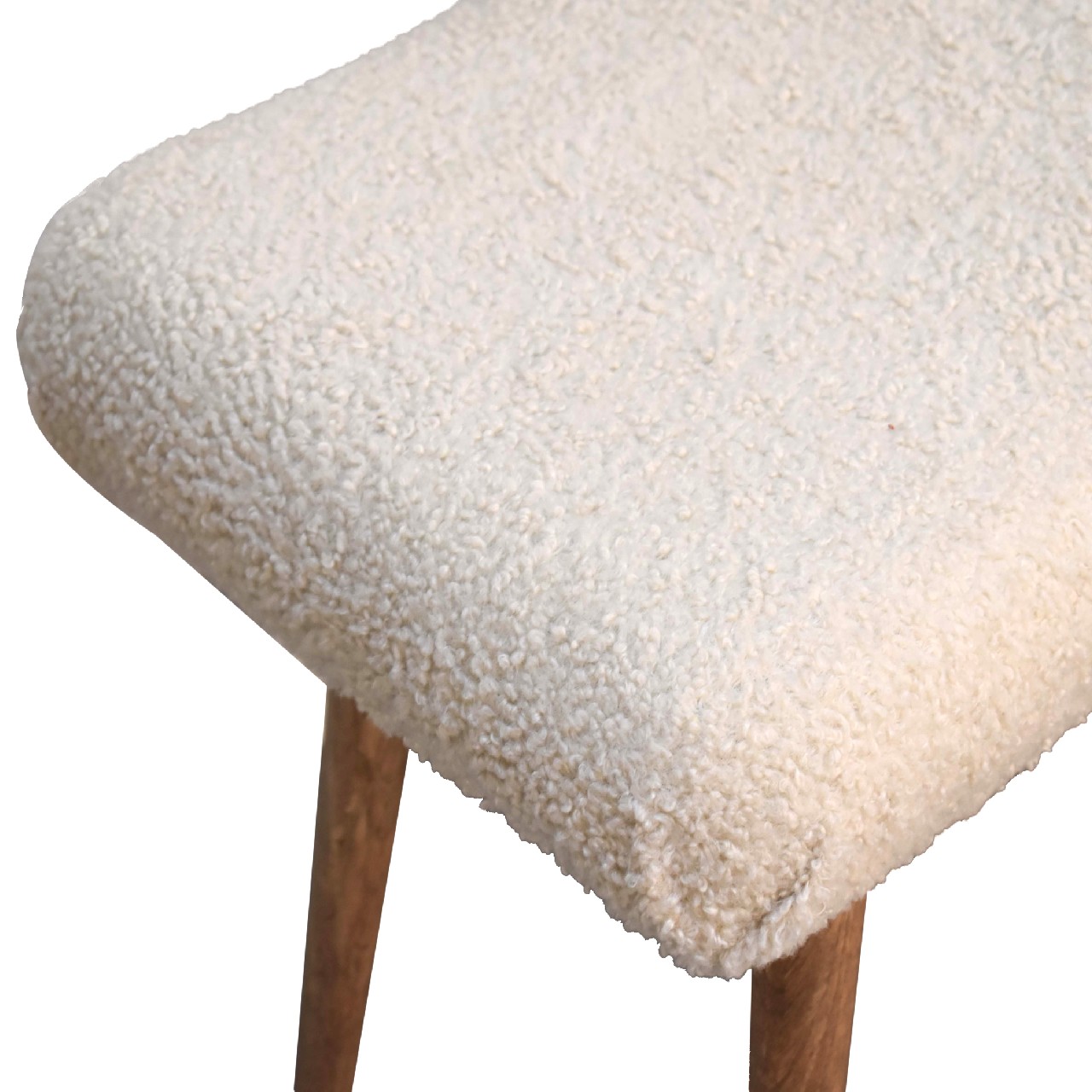 Boucle Cream Curved Bench - Image 6