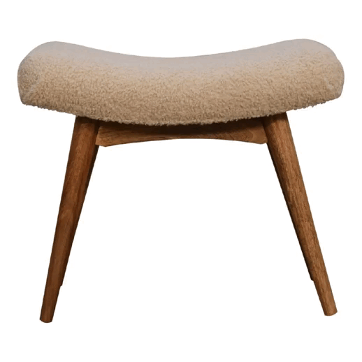 Boucle Cream Curved Bench - Image 11