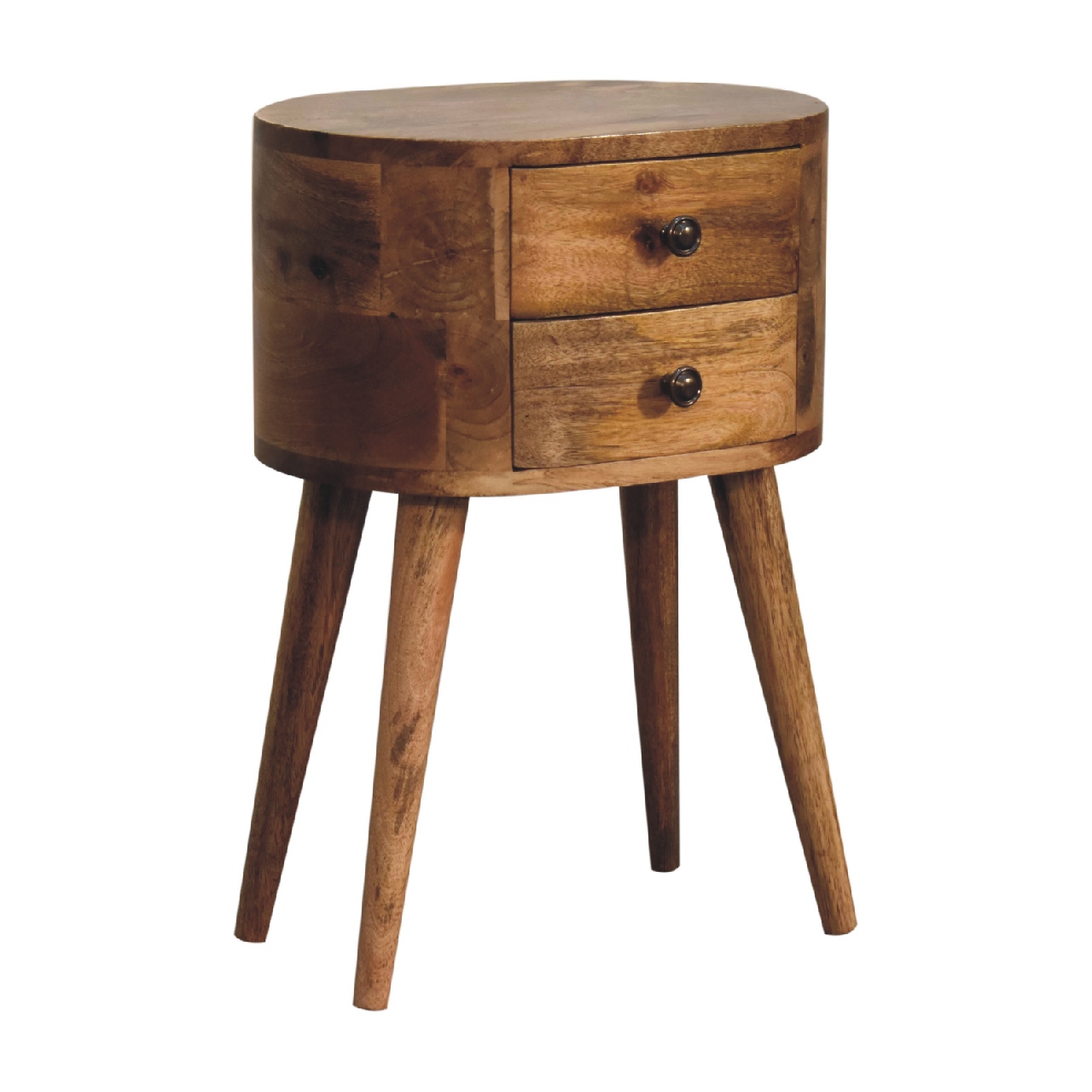 Mini Oak-ish Rounded Nightstand Table - Image 3