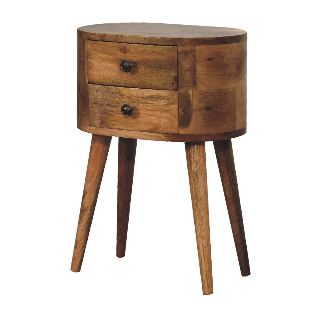 Mini Oak-ish Rounded Nightstand Table - Image 4
