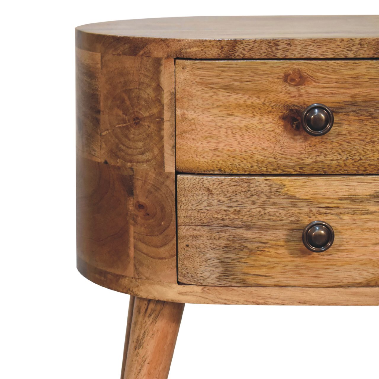 Mini Oak-ish Rounded Nightstand Table - Image 5