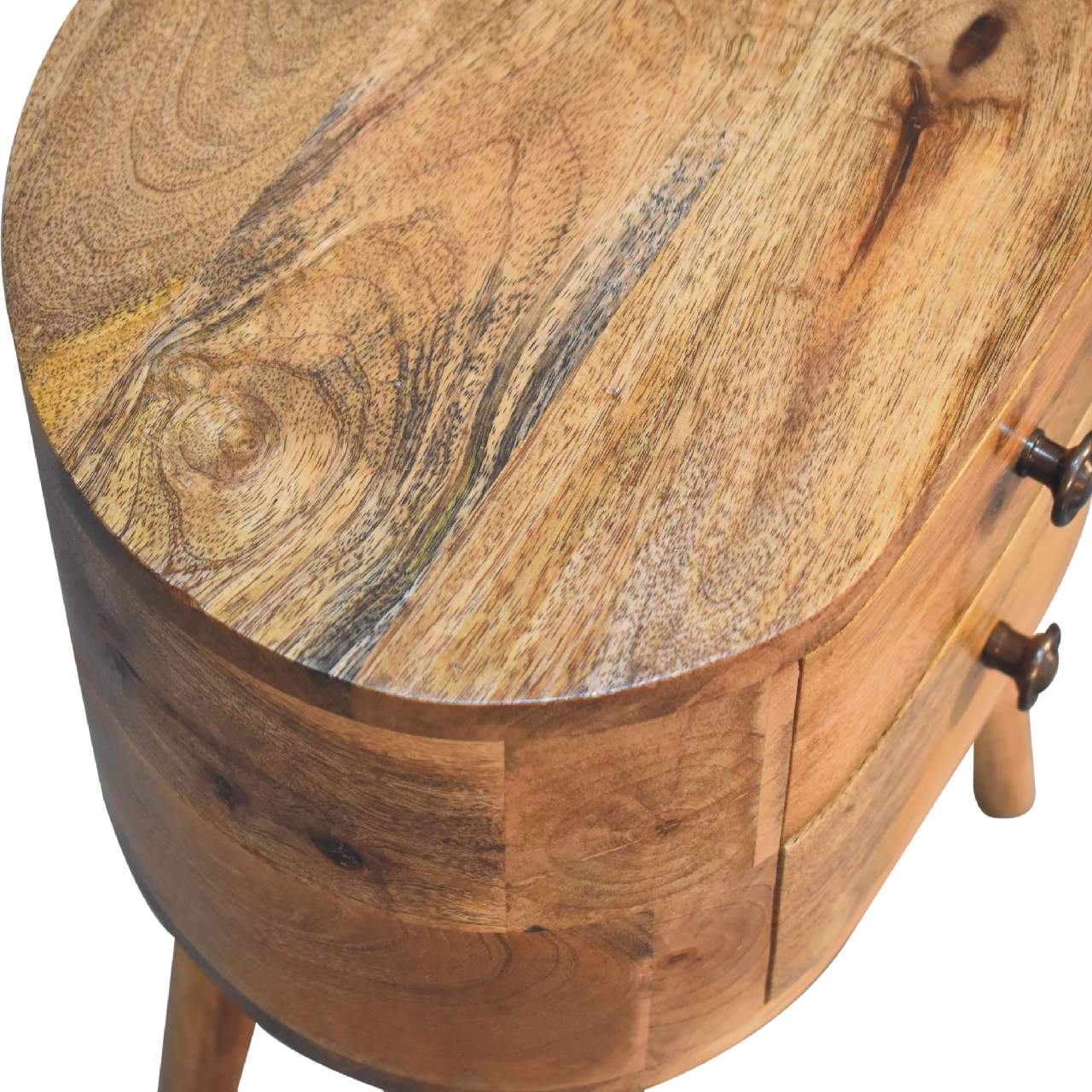 Mini Oak-ish Rounded Nightstand Table - Image 6