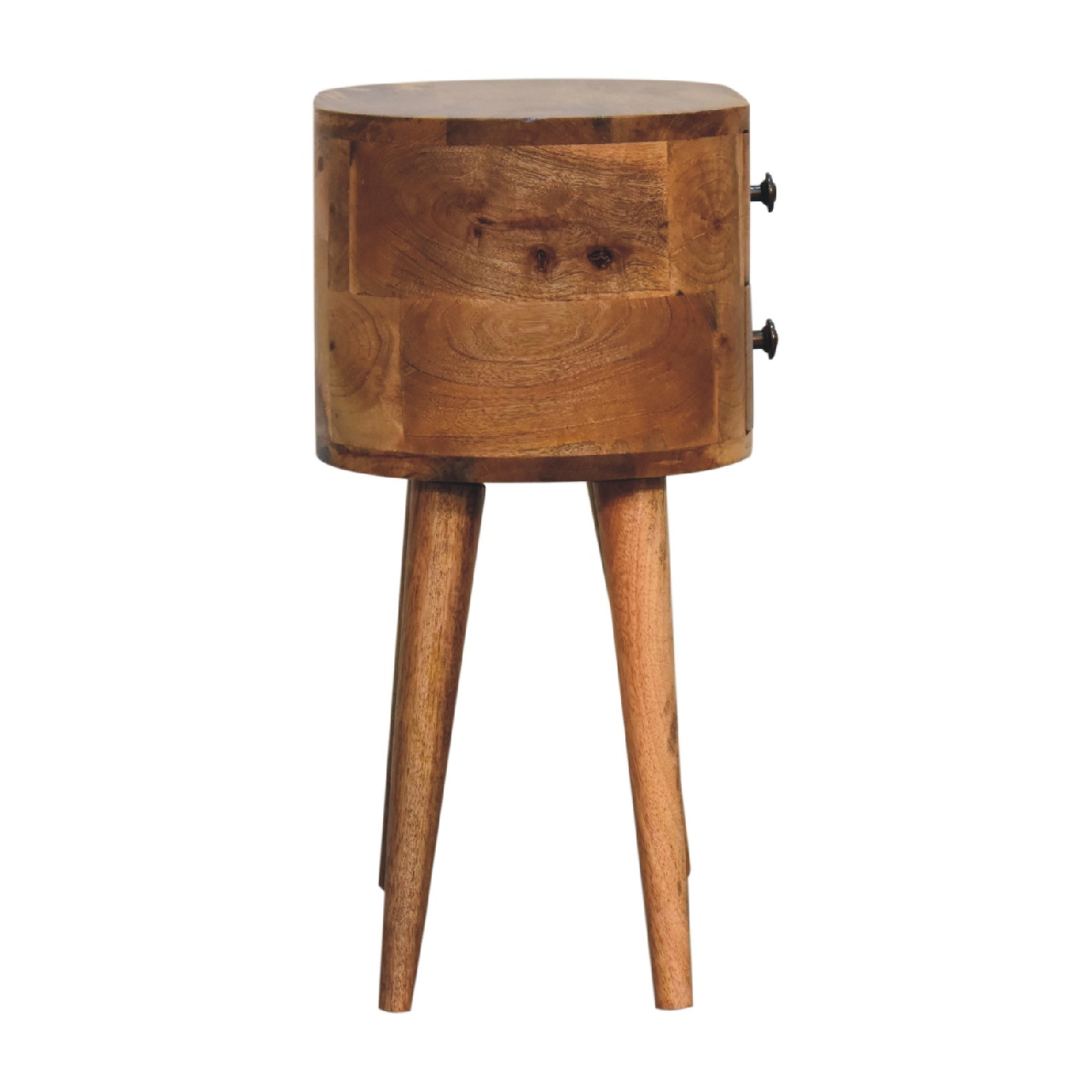 Mini Oak-ish Rounded Nightstand Table - Image 9