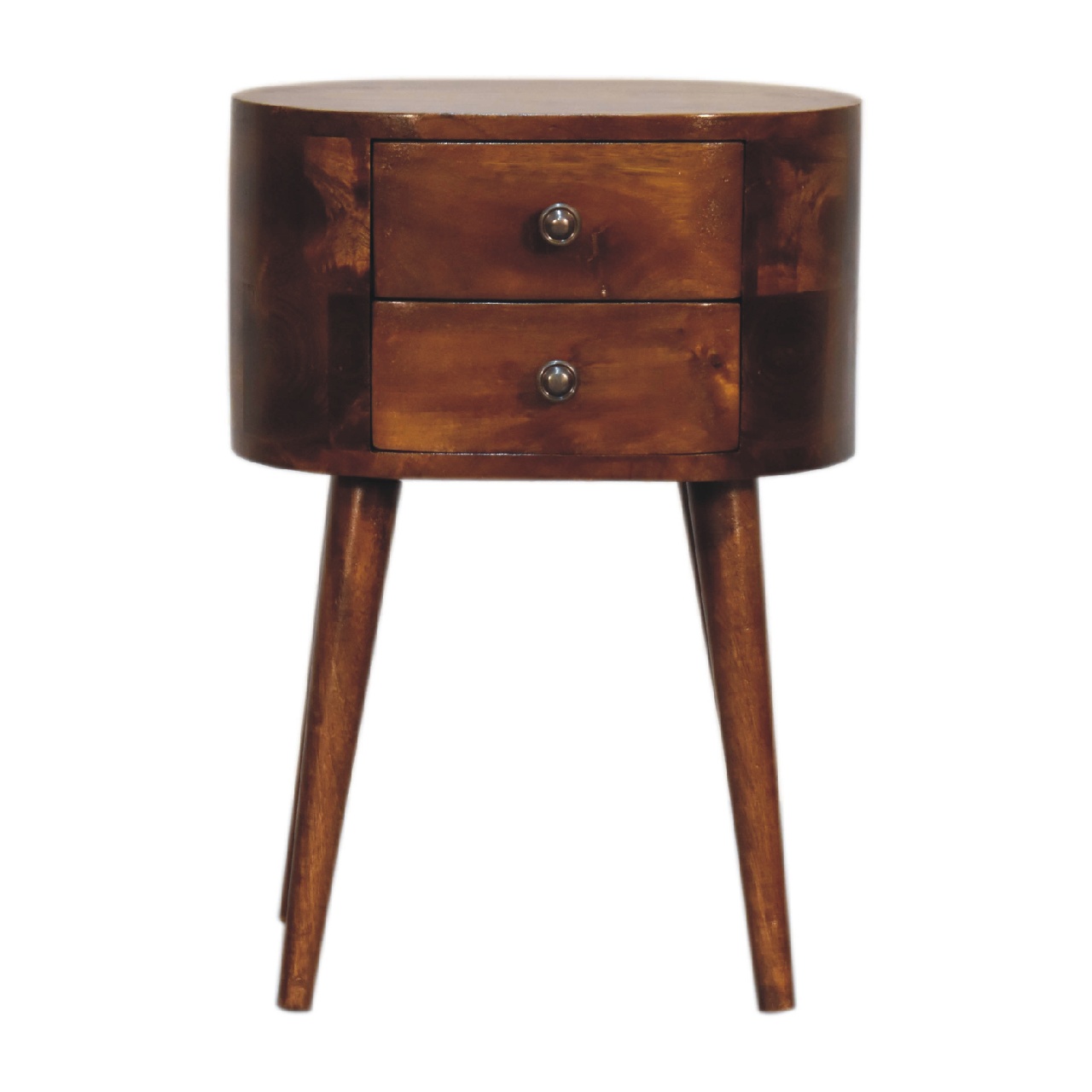 Mini Chestnut Rounded Nightstand Table - Image 2