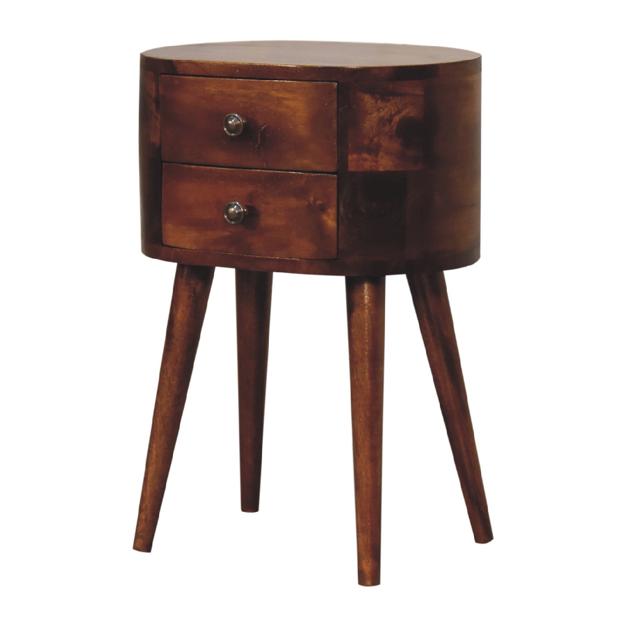 Mini Chestnut Rounded Nightstand Table - Image 3