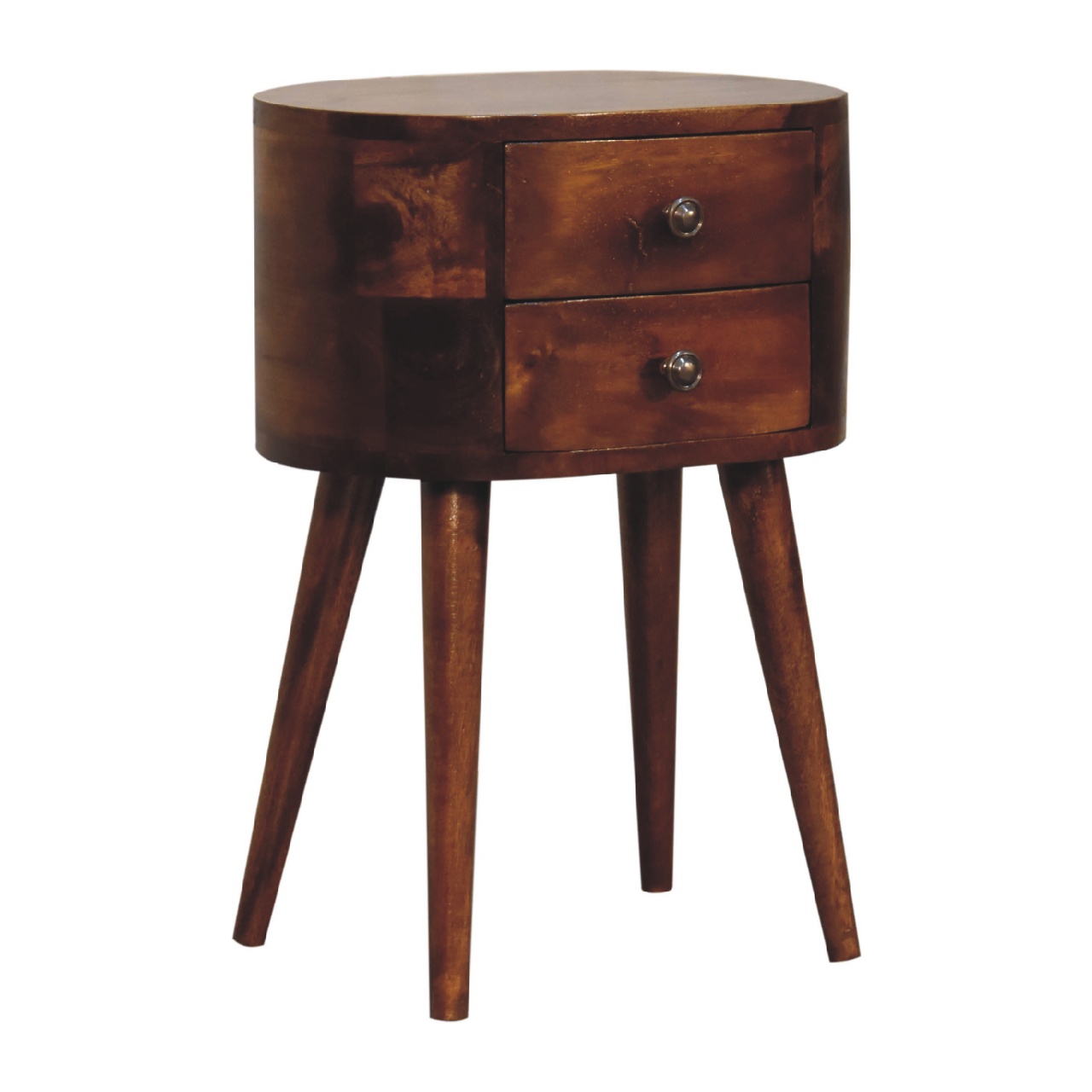 Mini Chestnut Rounded Nightstand Table - Image 4