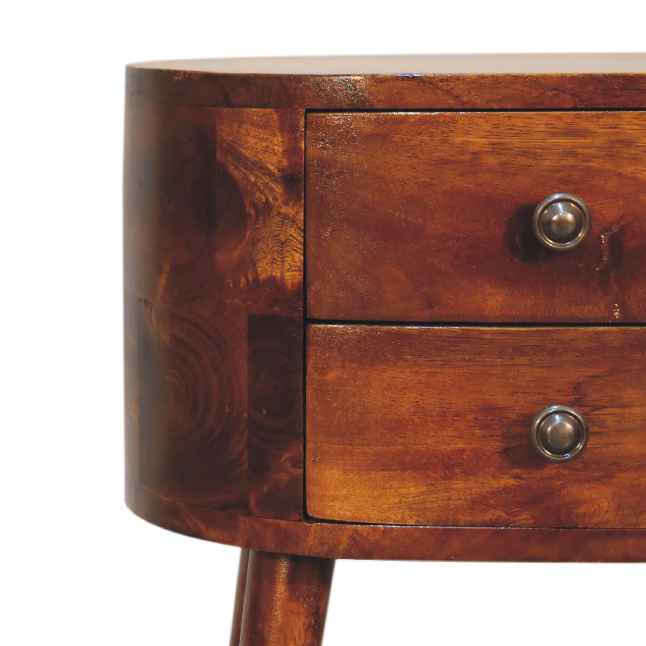 Mini Chestnut Rounded Nightstand Table - Image 5