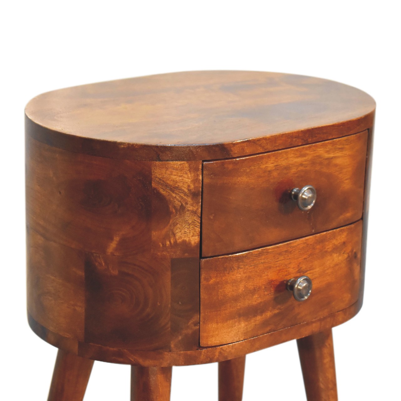Mini Chestnut Rounded Nightstand Table - Image 6