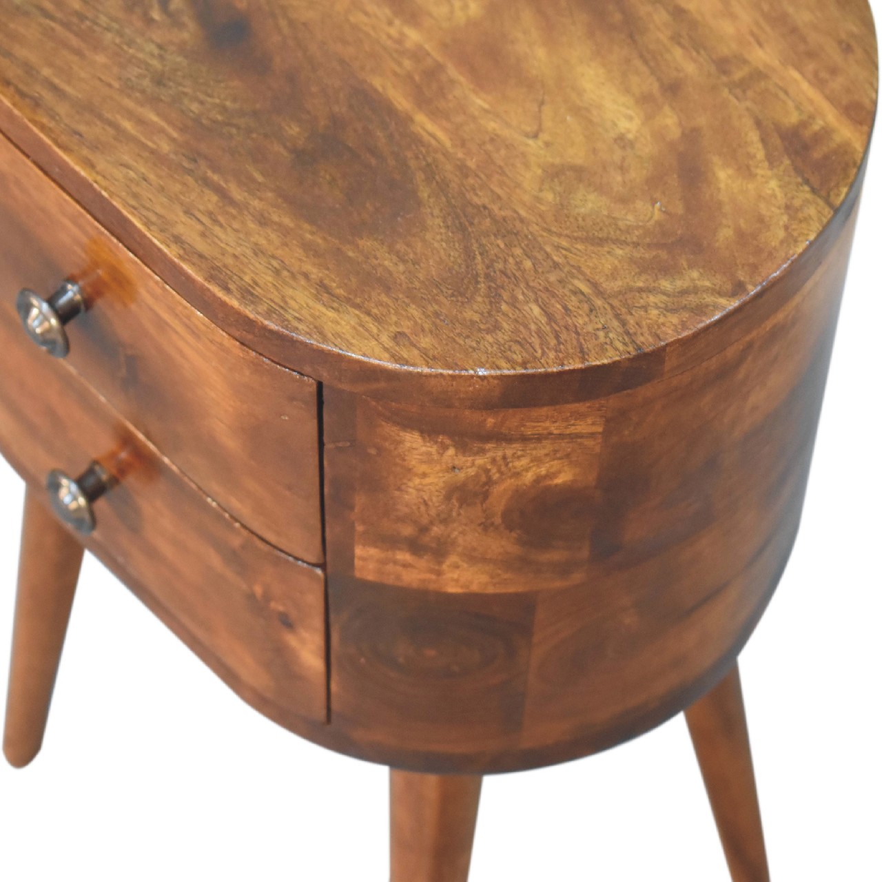 Mini Chestnut Rounded Nightstand Table - Image 7