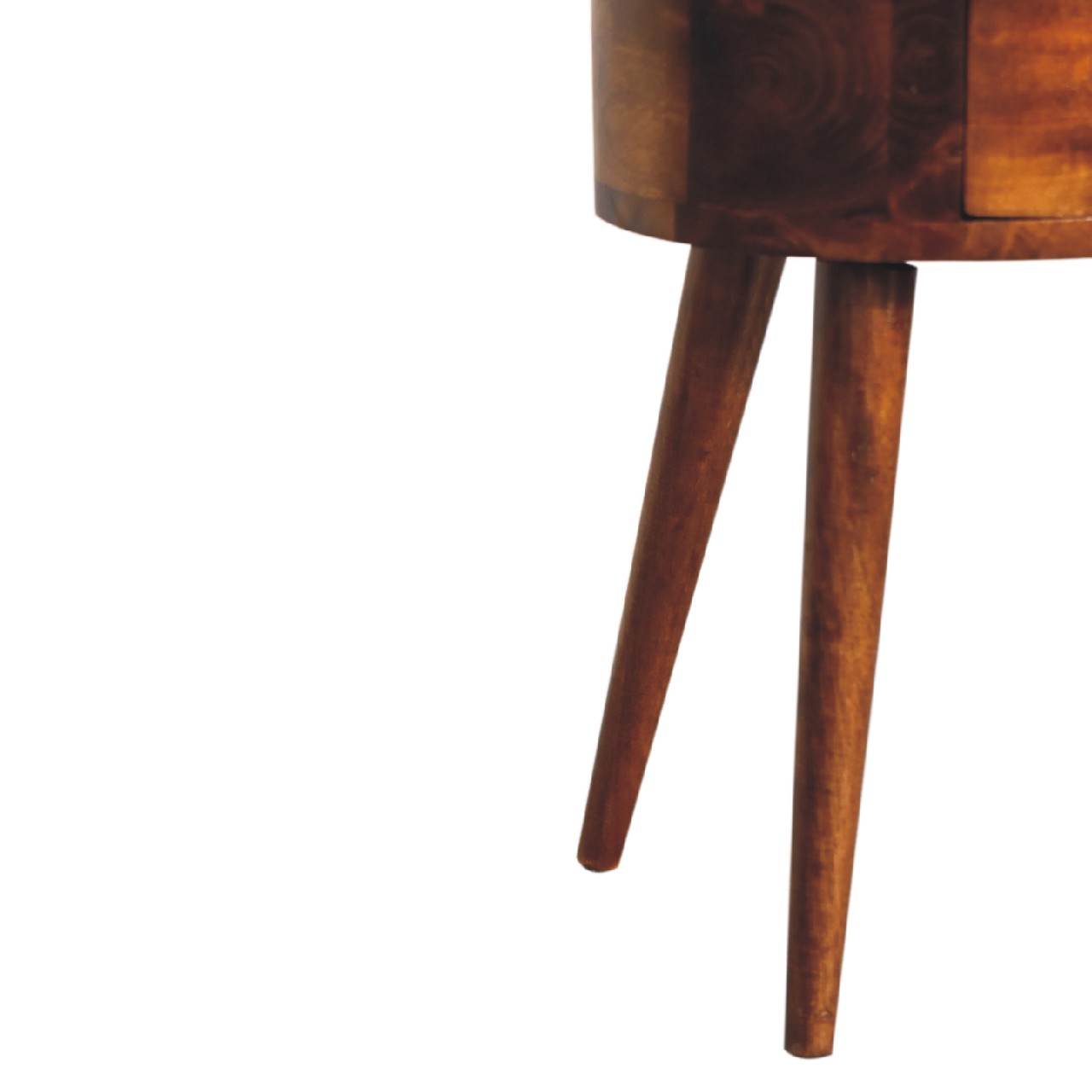 Mini Chestnut Rounded Nightstand Table - Image 8