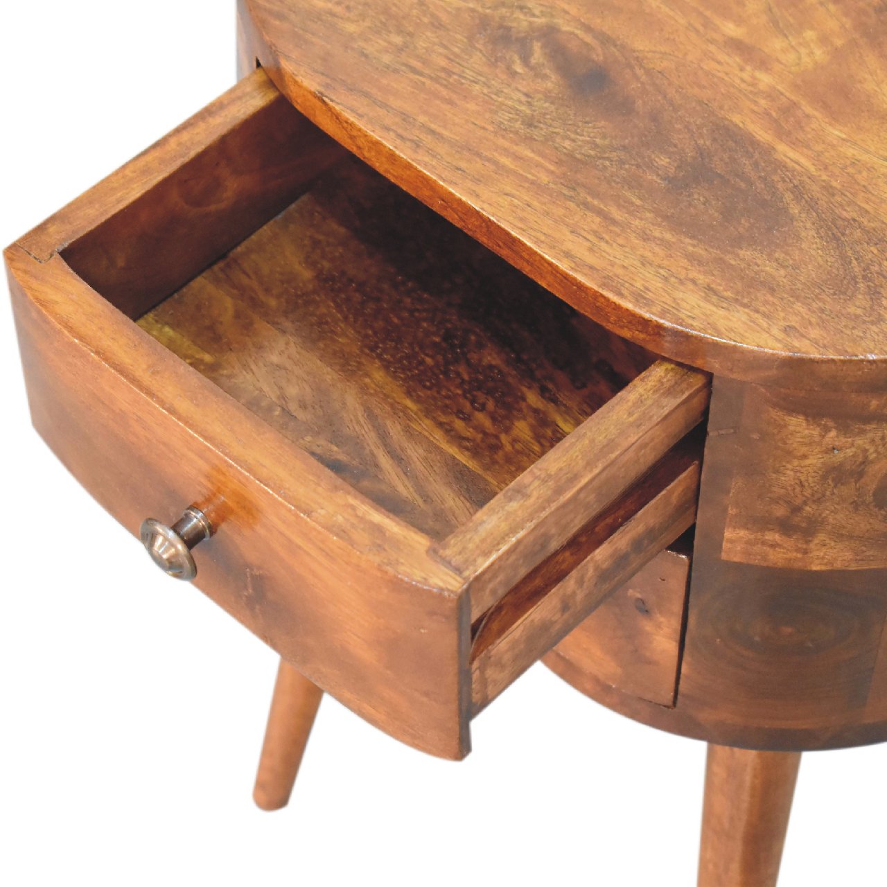 Mini Chestnut Rounded Nightstand Table - Image 9