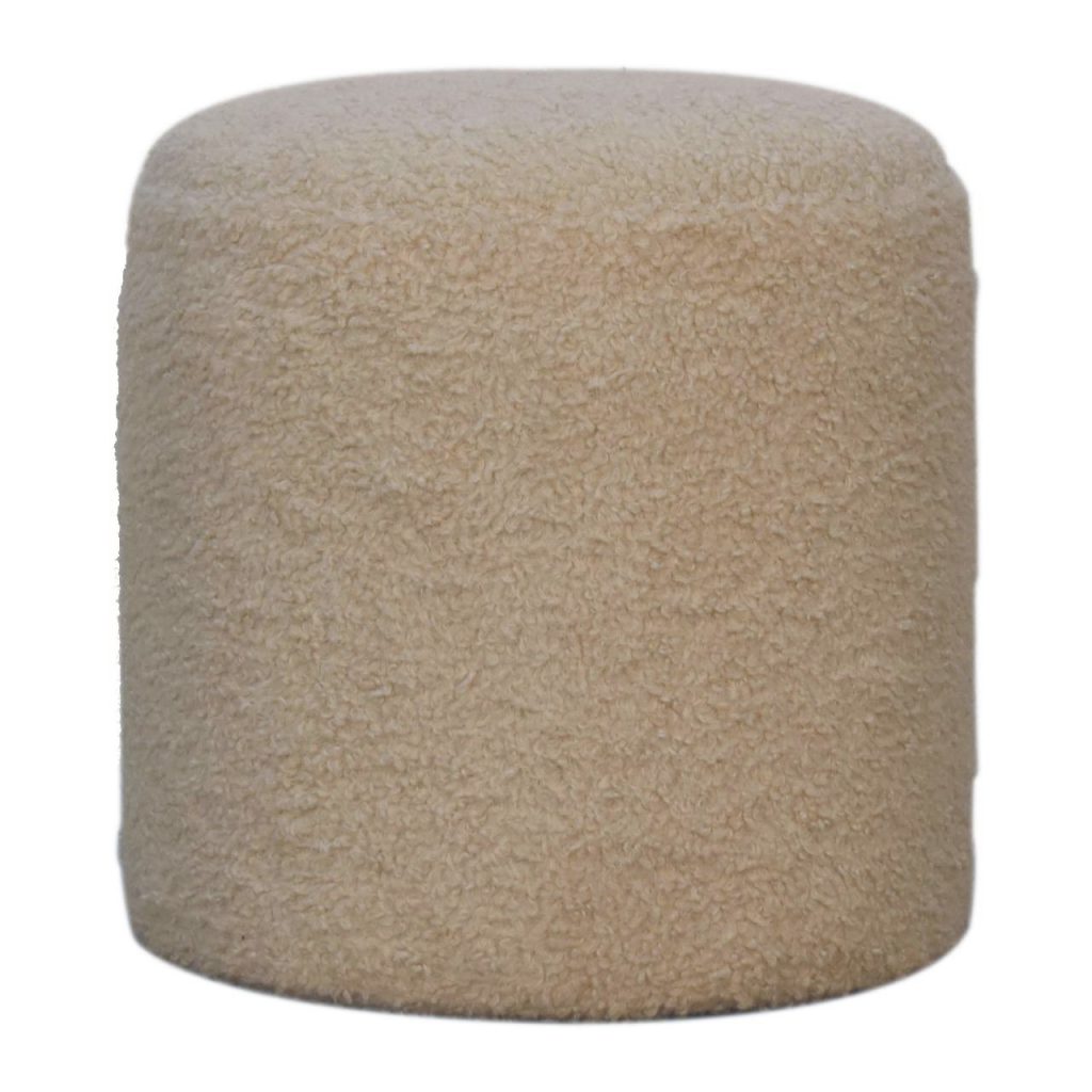 Canada Boucle Cream Round Footstool Suppliers