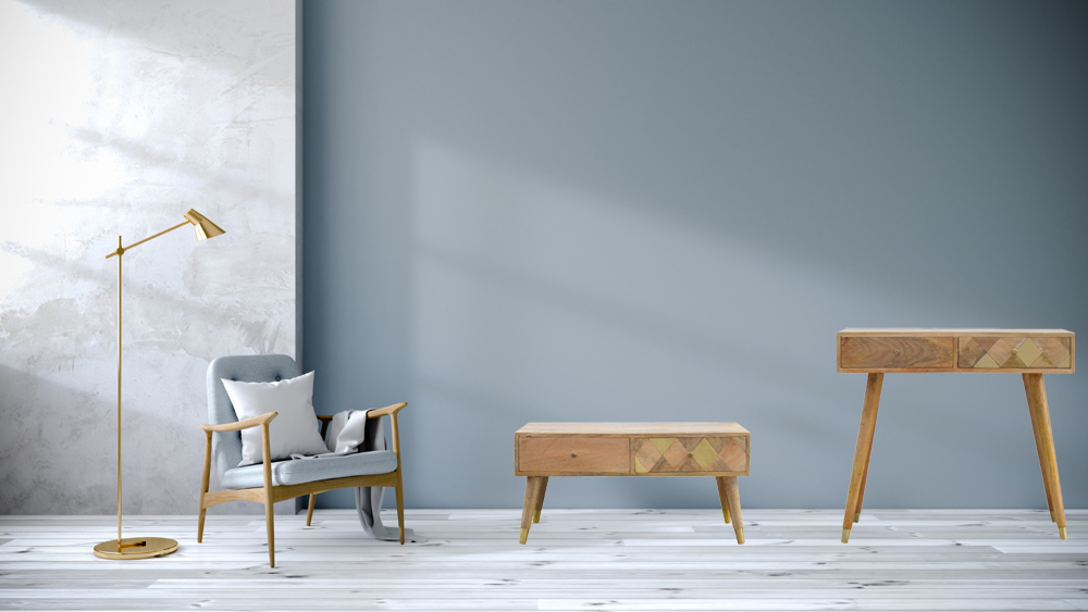 Oak-ish Gold Inlay Coffee Table - Image 10