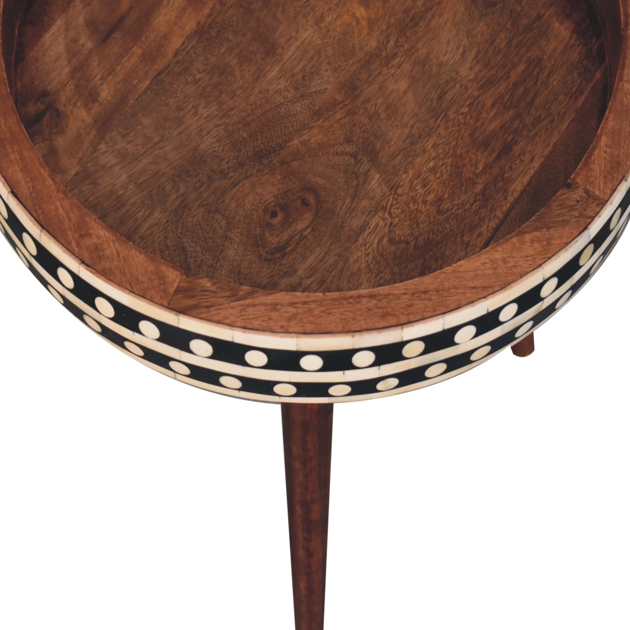 Honey Caramel Small Patterned Nordic Style End Table - Image 5