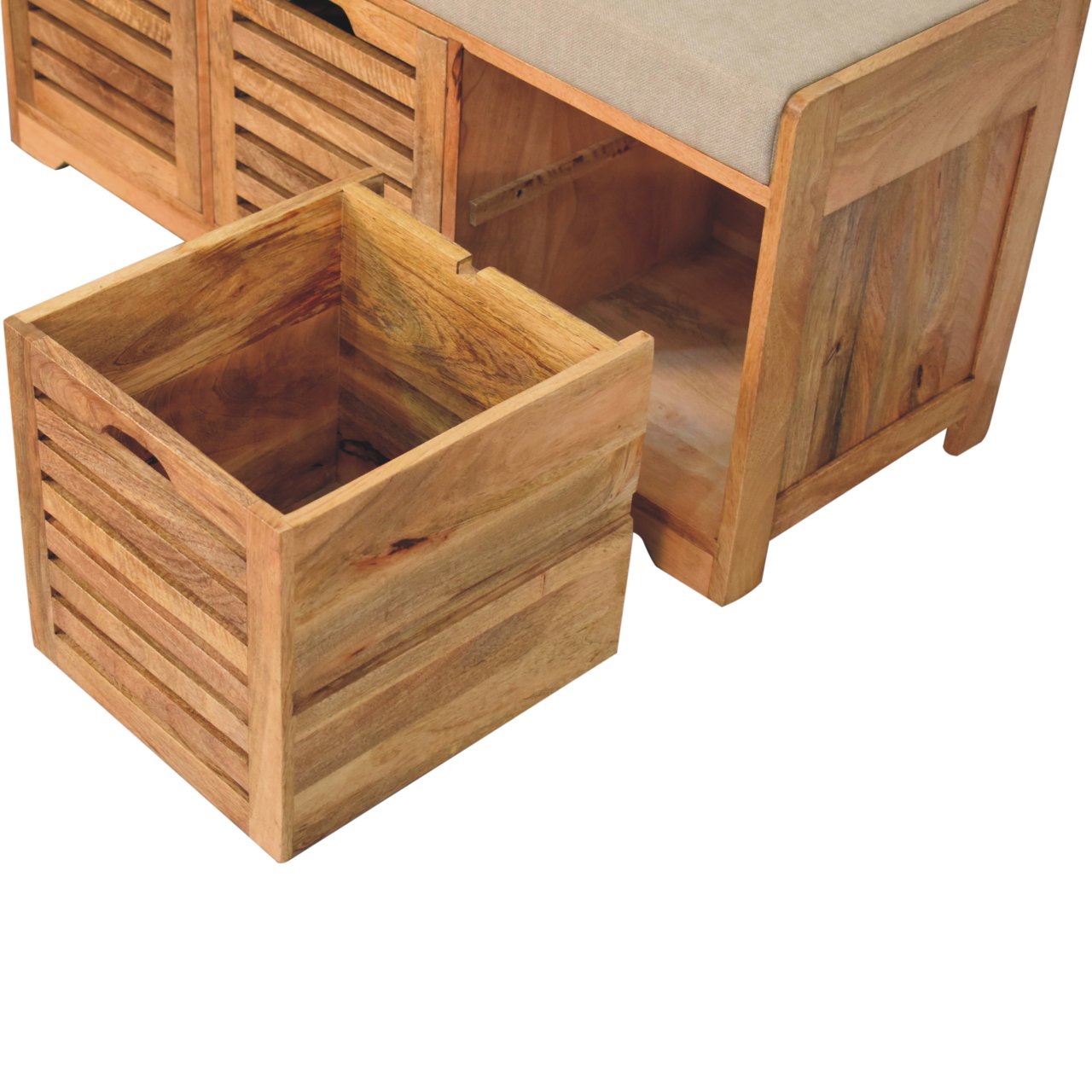 Shutter Oak-ish Shoe Bench - Image 7