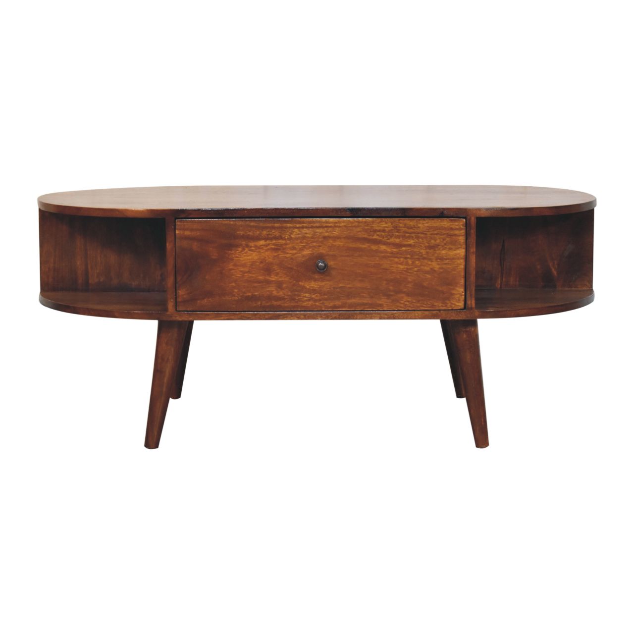 Chestnut Oval Coffee Table with 2 Drawer - Image 2
