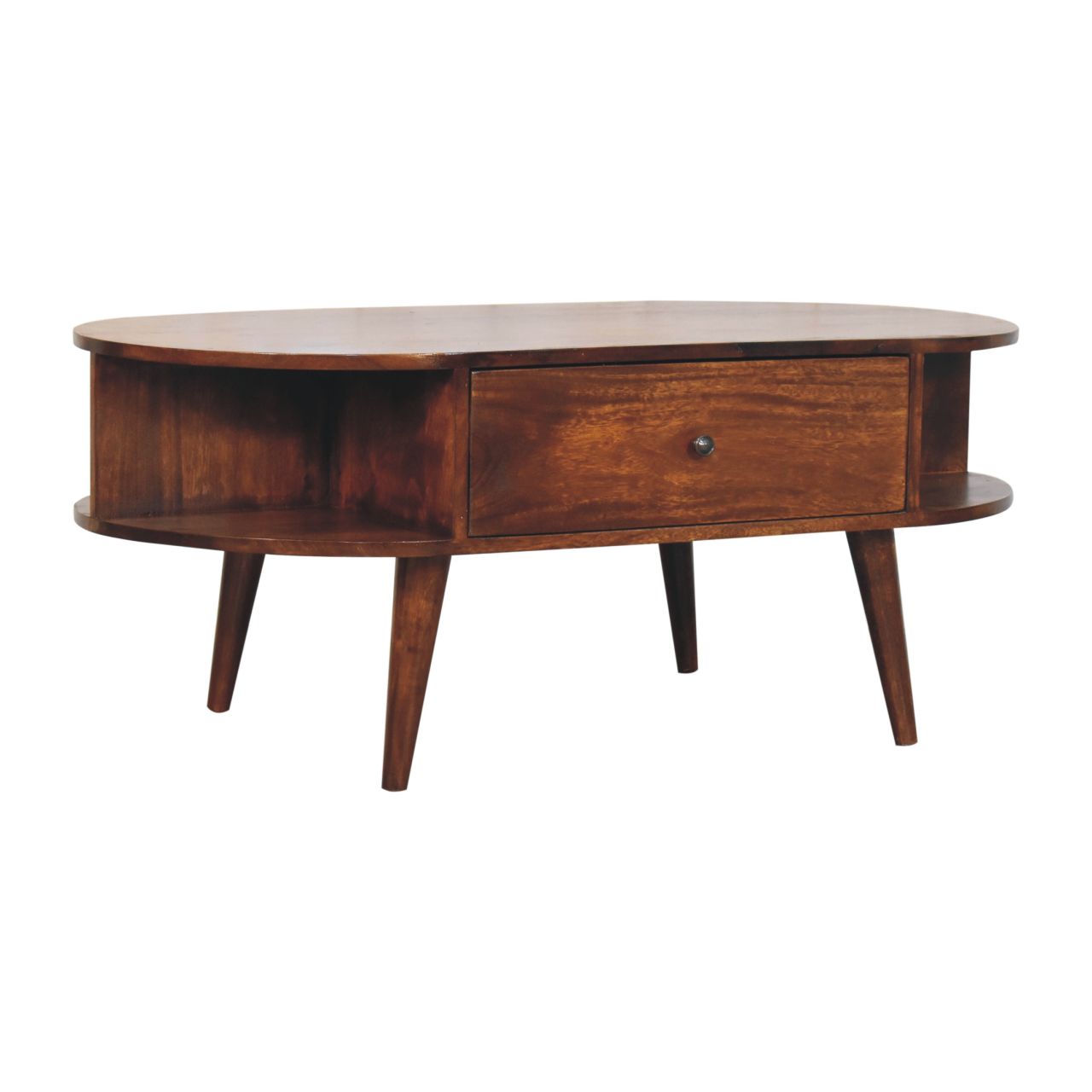 Chestnut Oval Coffee Table with 2 Drawer - Image 3