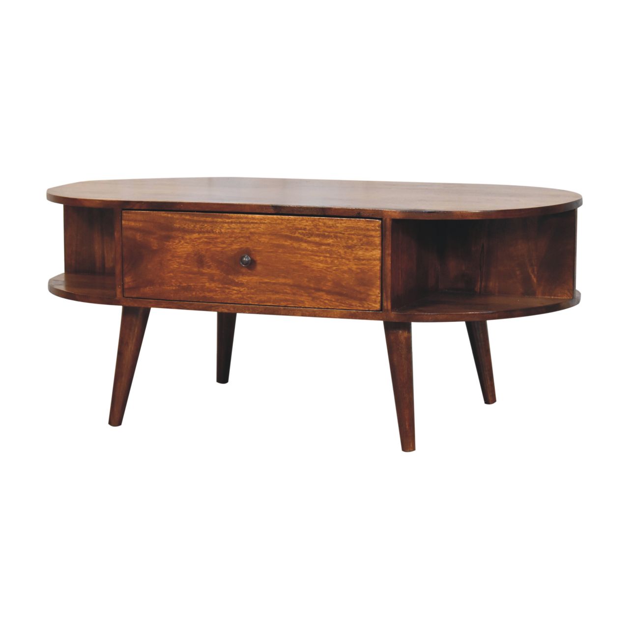 Chestnut Oval Coffee Table with 2 Drawer - Image 4