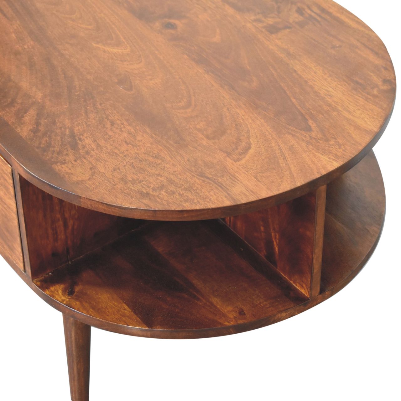 Chestnut Oval Coffee Table with 2 Drawer - Image 6