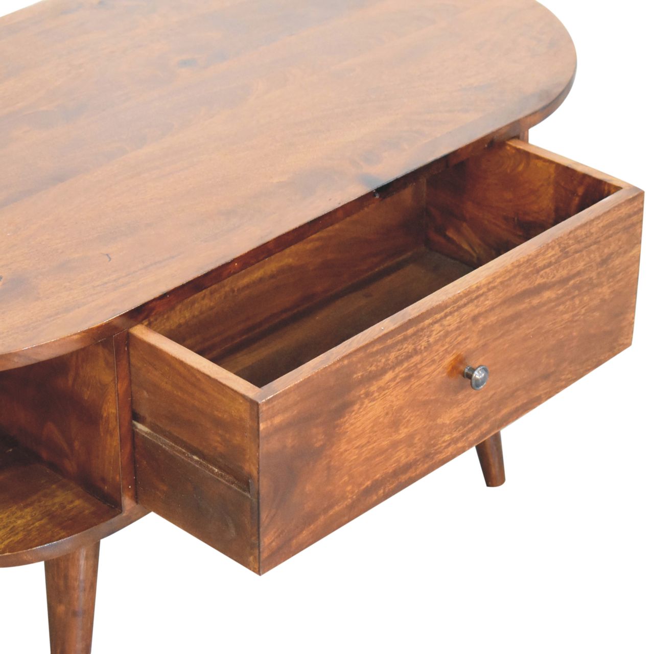 Chestnut Oval Coffee Table with 2 Drawer - Image 8