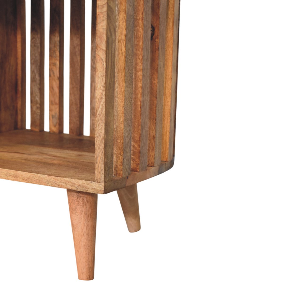 Wooden cabinet with slatted sides