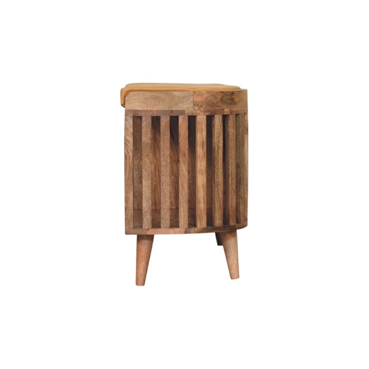 Wooden side table with slatted design