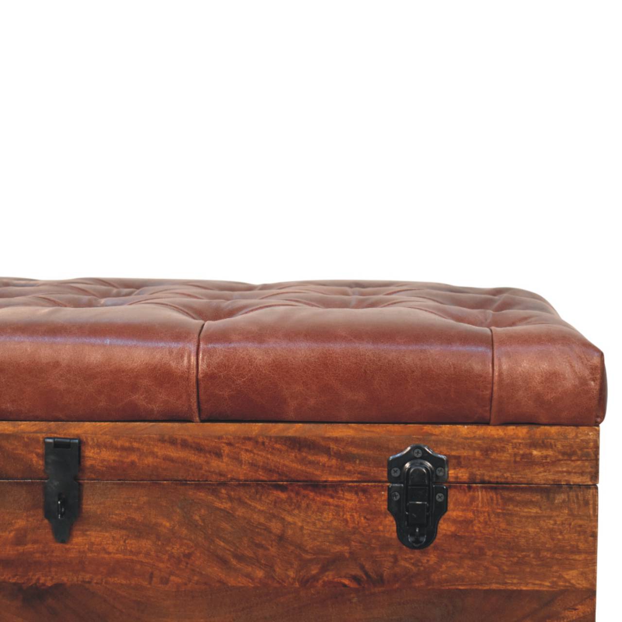 Brown Buffalo hide leather Storage Trunk - Image 4
