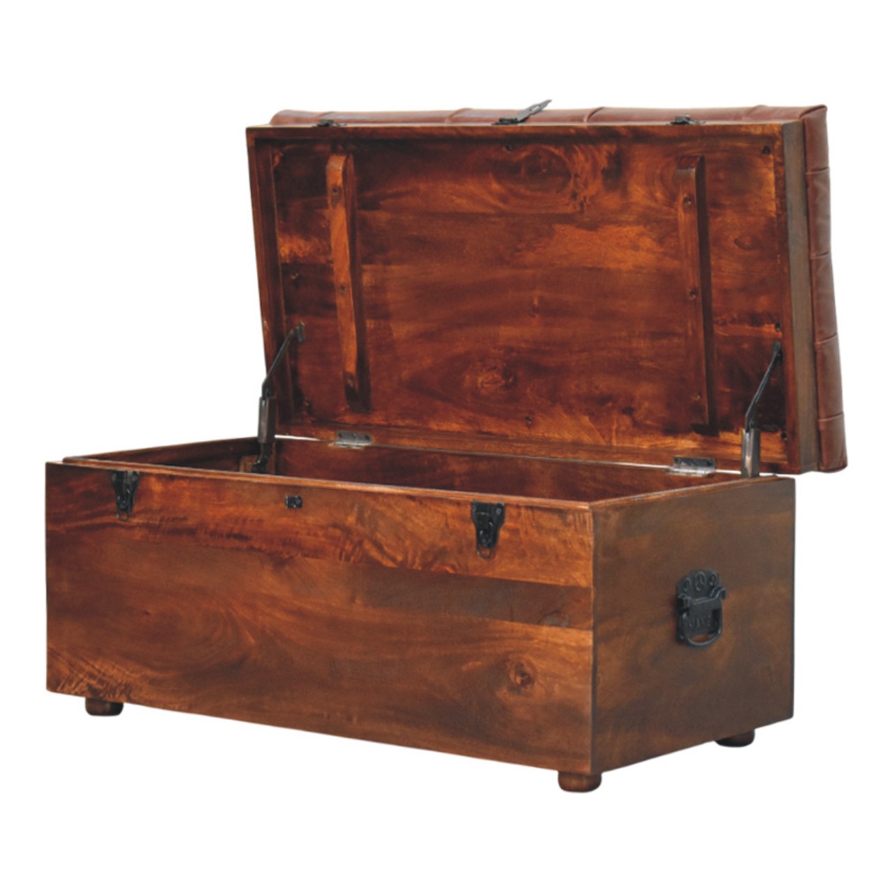 Brown Buffalo hide leather Storage Trunk - Image 7