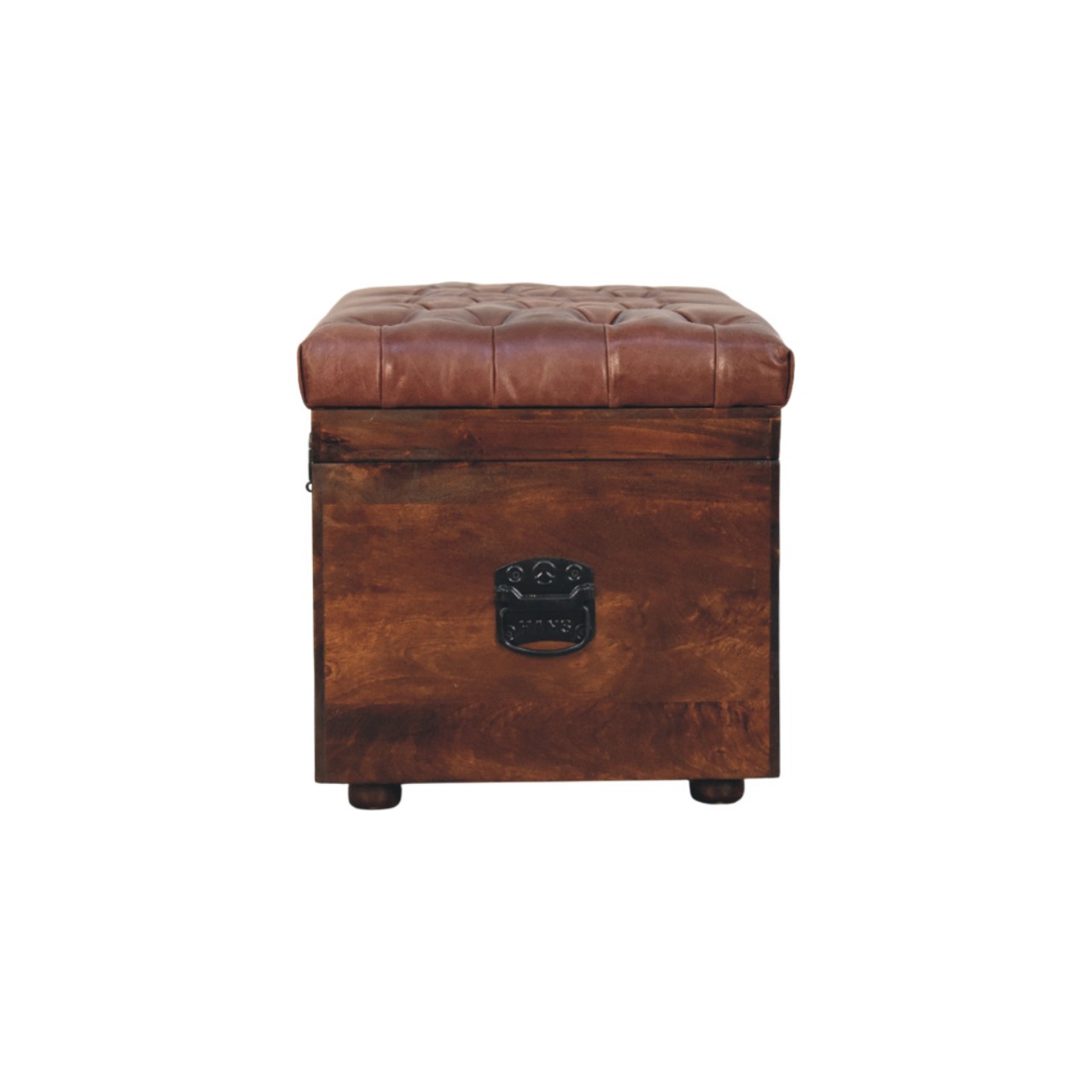 Brown Buffalo hide leather Storage Trunk - Image 9