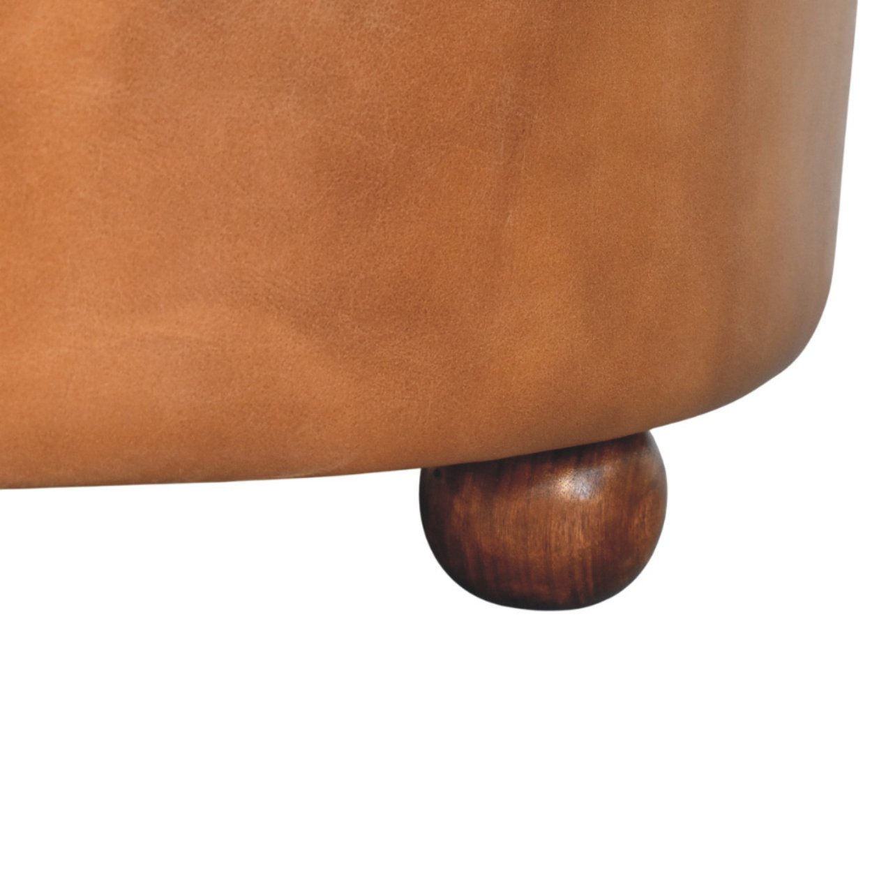 Brown Buffalo hide leather Round Ottoman - Image 8