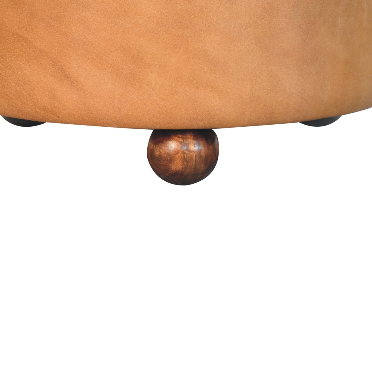 Brown Buffalo hide leather Round Ottoman - Image 9